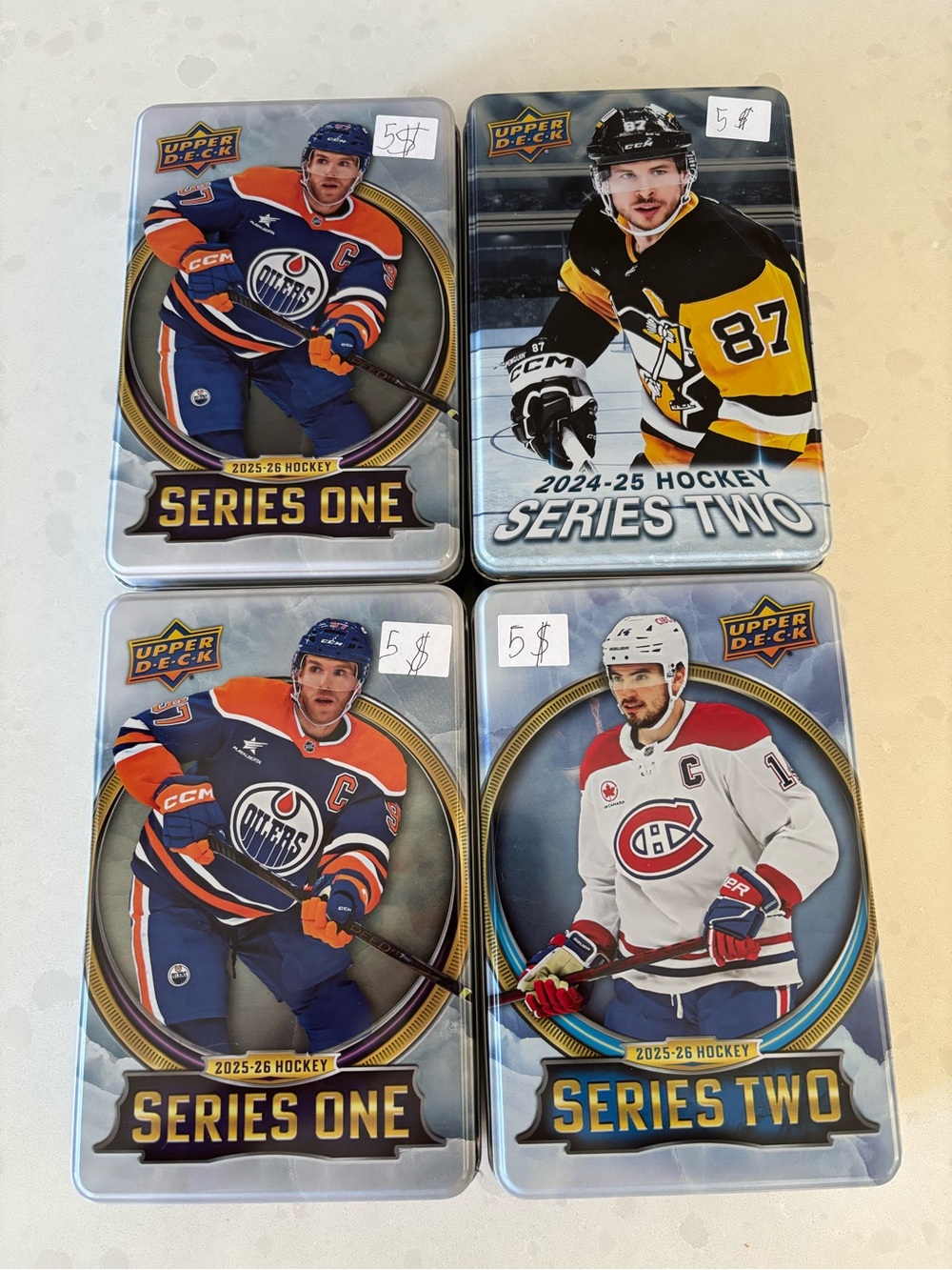 Upper Deck Hockey tins (empty)